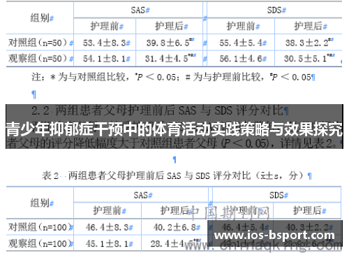 青少年抑郁症干预中的体育活动实践策略与效果探究